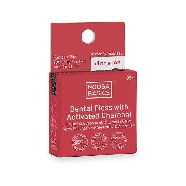 Noosa Basics Dental Floss With Activated Charcoal Aniseed 35m