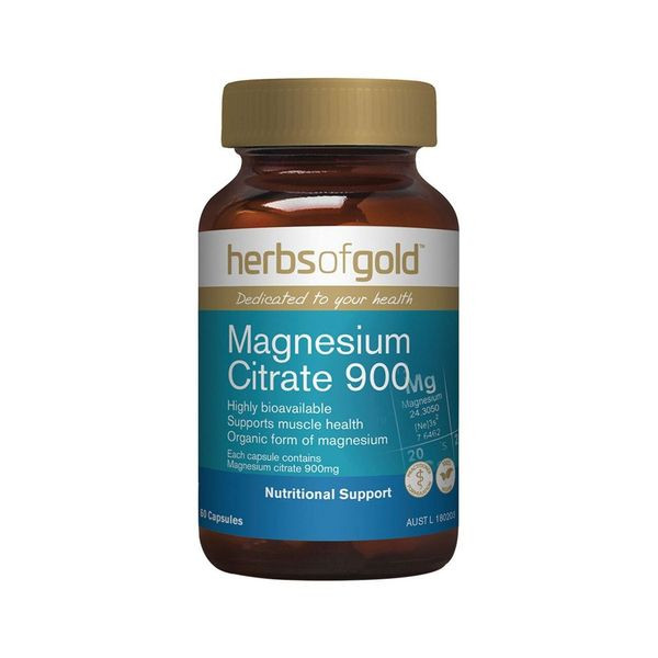 Herbs Of Gold Magnesium Citrate 900 60 Vege Capsules